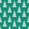 Original stylized fir tree on a green background. Royalty Free Stock Photo