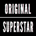 Original Superstar slogan, Holographic and glitch typography, tee shirt graphic, printed design