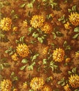 Original textile fabric ornament of the Gold Flowers. Crock is hand-painted with gouache.