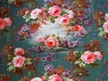 Original textile fabric ornament of the Modern style. Crock is hand-painted with gouache. Royalty Free Stock Photo