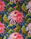 Original textile fabric ornament of the Modern style. Crock is hand-painted with gouache. Royalty Free Stock Photo