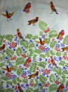 Original textile fabric ornament of the Rowan and bird.