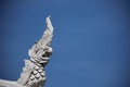 Stucco Art White Naga Heads With Blue Sky Background Royalty Free Stock Photo