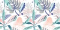 original trendy seamless artistic flower pattern, beautiful tropical floral exotic background