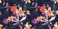 original trendy seamless artistic flower pattern, beautiful tropical floral exotic background