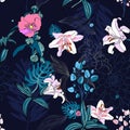 Original trendy seamless artistic flower pattern