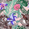 Original trendy seamless artistic flower pattern