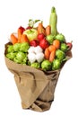 The original unusual edible vegetable and fruit bouquet on white