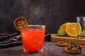 Original vampire, traditional mexican cocktail and its ingredients Royalty Free Stock Photo
