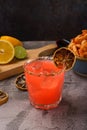 Original vampire, traditional mexican cocktail and its ingredients Royalty Free Stock Photo