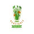 Original vector logo for natural beverage from parsley and carrots. Organic vegetarian smoothie. Tasty and fresh drink