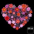 Original vector sakura heart with 3d effect.