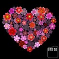 Original vector sakura heart with 3d effect.