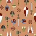 Original vector seamless pattern about vikings life