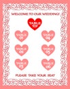 Wedding table chart, seating plan, vintage frame