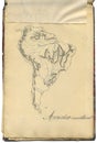 Original vintage map of South America Royalty Free Stock Photo