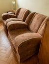 Matching pair of original vintage upholstered deco 1930s armchairs.