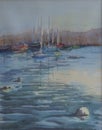 Original Watercolour Painting - Moored Yachts