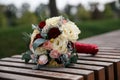 Original wedding bouquet of fresh flowers