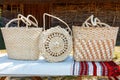 Original woven handbags from natural dried corn leaves