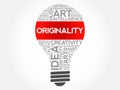 Originality bulb word cloud Royalty Free Stock Photo