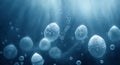 origins of life concept: first living protocells vesicles forming under water, generative ai Royalty Free Stock Photo