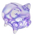 OriginTrail (TRAC) Clear Glass piggy bank with decreasing piles of crypto coins. Royalty Free Stock Photo