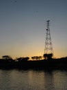 Orinoco River view in Puerto Ayacucho, observing Tower of electricity