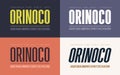 Orinoko condensed bold, semibold, extrabold and oblique san serif vector font, alphabet, typeface, uppercase letters and numbers.