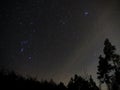 Orion constellation and open cluster Pleiades on night sky Royalty Free Stock Photo