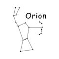 Orion Constellation Stars Vector Icon Pictogram with Description Text. Artwork Depicting the Orion Constellation Greek Mythology