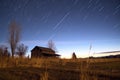 orionids meteor shower over a quiet rural scene Royalty Free Stock Photo