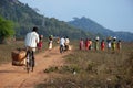 Orissa's tribal people return from weekly market Royalty Free Stock Photo