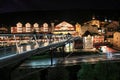 Night view of Ortisei town center with modern glass bridge Royalty Free Stock Photo