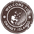 Orkney Islands map vintage stamp.