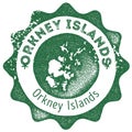 Orkney Islands map vintage stamp.