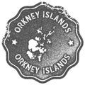 Orkney Islands map vintage stamp.