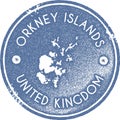 Orkney Islands map vintage stamp.