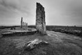 Orkney Islands Scottish monolith black and white , Scottish land