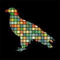 Orlan hawk bird mosaic color silhouette animal background black