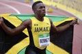 ORLANDO BENNETT from Jamaica win silver on 110 metres hurdles in the IAAF World U20 Championship in Tampere, Finland 12 July, 2018