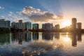 Orlando city skyline at sunset Royalty Free Stock Photo