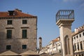 Orlando column as well as residential and commercial buildings in the famous old town of Dubrovnik, Croatia. Royalty Free Stock Photo