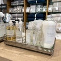 A display of bathroom toiletries for sale at a Pottery Barn Retail Store in Orlando, Florida Royalty Free Stock Photo