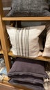 A group of pillows  for sale at a Pottery Barn Retail Store in Orlando, Florida Royalty Free Stock Photo