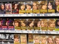 Boxes of L`Oreal Paris Superior Preference hair dye in the beauty aisle of a Publix grocery store