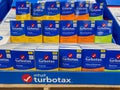 A display of Intuit Turbotax Premier on a display shelf of a Sams Club Wholesale Store