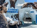 The entrance to the Empire of the Penguins ride at Seaworld in Orlando, FL