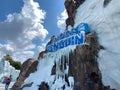 The entrance to the Empire of the Penguins ride at Seaworld in Orlando, FL