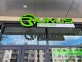 The exterior of a Rukus Cycling Studios fitness studio in Lake Nona in Orlando, Florida